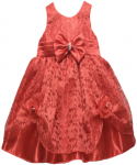 GIRLS CASUAL DRESSES W/ BOW (RED)